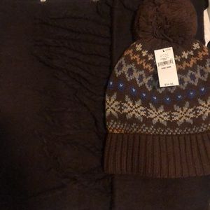 Gap brown scarf & matching hat NWT